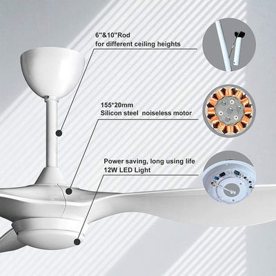 Luksusowy nowoczesny świecący 72w wentylator sufitowy Led Light Body Lamp Metalowy przełącznik silnika
