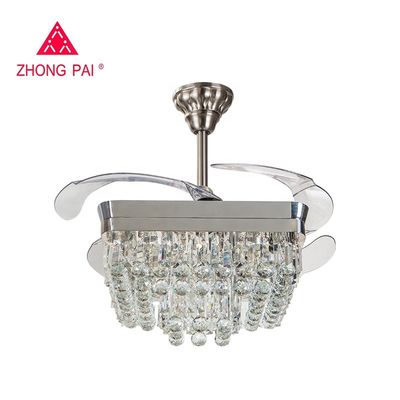 Współczesny żyrandol z wentylatorem sufitowym 110v 110W z chowanym ostrzem Santi Nickle Color