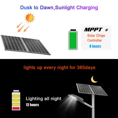 All In One 14000lm 30W 80W LED Solar Powered Street Light 18V instalacja na słupie