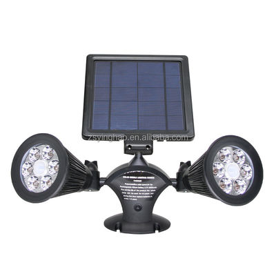 12 diod LED 20-600 lumenów Solarny czujnik ruchu Spotlight Dual Head Solar Spotlight