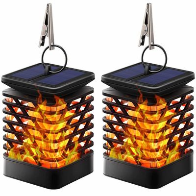Błyszczące 30-40LM 3000K-3500K Solar Migoczący Płomień Latarnia Wisząca Solar Garden Light