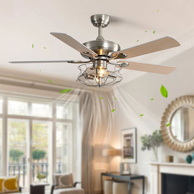 Nowoczesny matowy brązowy 120V 60w 52-calowy kryształowy wentylator sufitowy Light European Style