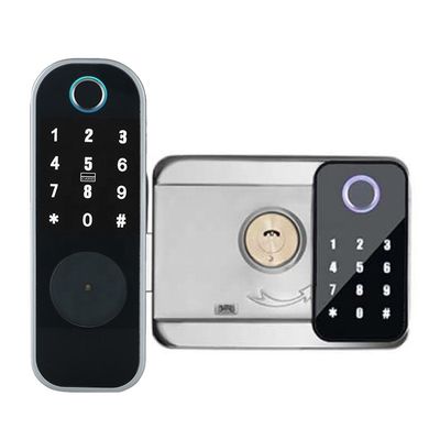 Ttlock Tuya APP Dwustronna blokada linii papilarnych do Iron Gate Silver Black