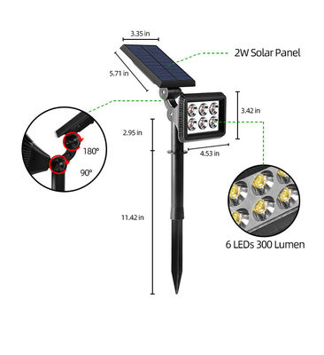 IP65 3.7V 2200MAH LED Solar Landscape Light 300 lumenów solarna ścieżka światła