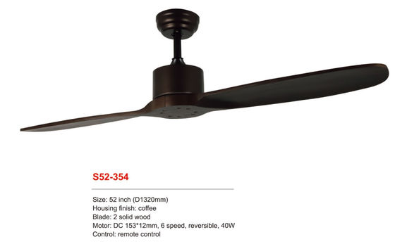 52 &quot;Z litego drewna Moc 220v DC Motor Coffee Pilot zdalnego sterowania Sufitowy wentylator światła